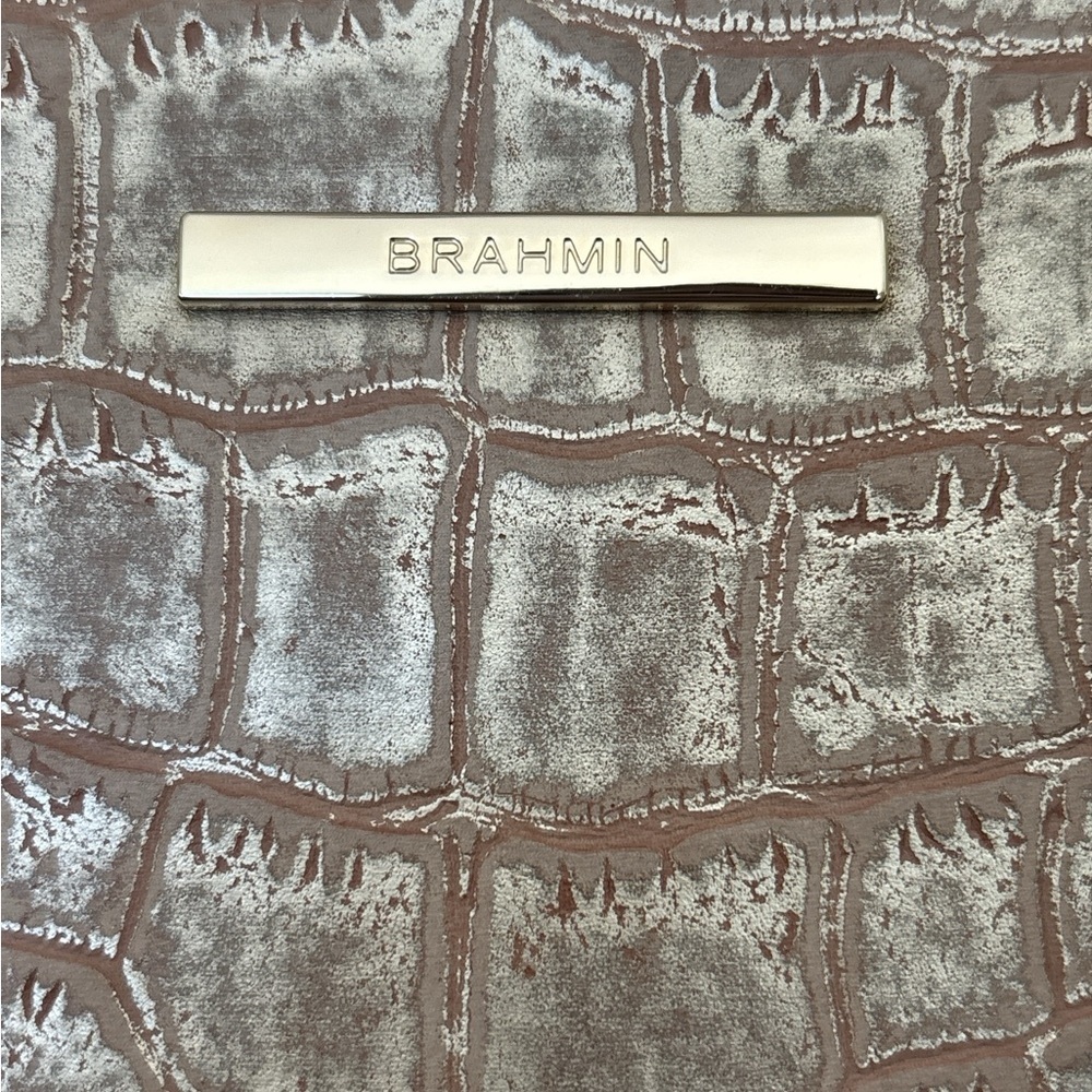 BRAHMIN large Duxbury satchel, Gold Artois, Croc embossed, shoulder strap - Picture 5 of 13